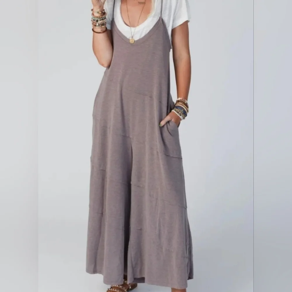 #297 BOHO CHIC WIDE LEG SIDE POCKETS JUMPSUIT - Picture 11 of 15